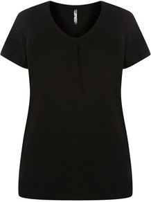 Black V Neck T Shirt - neckline: v-neck; pattern: plain; style: t-shirt; predominant colour: black; occasions: casual, holiday; length: standard; fibres: cotton - 100%; fit: body skimming; sleeve length: short sleeve; sleeve style: standard; pattern type: fabric; texture group: jersey - stretchy/drapey