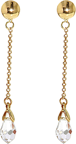Gold Plated Swarovski Crystal Chain Drop Clip Earrings - predominant colour: gold; occasions: evening, occasion; style: drop; length: long; size: large/oversized; material: chain/metal; fastening: pierced; trends: metallics; finish: metallic; embellishment: crystals