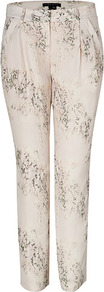Ivory/Multi Silk Yogan Pants - style: peg leg; waist: mid/regular rise; predominant colour: ivory; occasions: casual, evening, occasion; length: ankle length; fibres: silk - 100%; texture group: structured shiny - satin/tafetta/silk etc.; fit: tapered; pattern type: fabric; pattern size: big & light; pattern: patterned/print