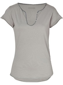 Stone Cotton T Shirt - pattern: plain; style: t-shirt; predominant colour: charcoal; occasions: casual; length: standard; neckline: scoop; fibres: cotton - 100%; fit: body skimming; sleeve length: short sleeve; sleeve style: standard; pattern type: fabric; texture group: jersey - stretchy/drapey