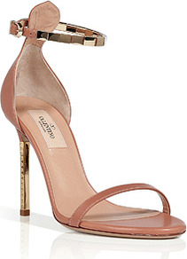 Soft Hazel/Gold Leather Sandals - predominant colour: camel; secondary colour: gold; occasions: evening, occasion; material: leather; heel height: high; ankle detail: ankle strap; heel: stiletto; toe: open toe/peeptoe; style: standard; finish: plain; pattern: plain; embellishment: chain/metal