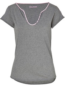 Heather Grey Multi Cotton T Shirt - pattern: plain; style: t-shirt; predominant colour: charcoal; occasions: casual; length: standard; neckline: scoop; fibres: cotton - 100%; fit: body skimming; sleeve length: short sleeve; sleeve style: standard; pattern type: fabric; texture group: jersey - stretchy/drapey