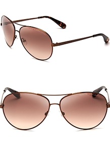 Aviator Sunglasses - secondary colour: pink; predominant colour: chocolate brown; occasions: casual, holiday; style: aviator; size: standard; material: chain/metal; pattern: plain; finish: plain