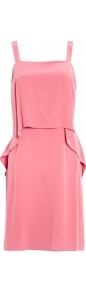 Day Glorified Solid Silk Dress - style: shift; neckline: high square neck; pattern: plain; sleeve style: sleeveless; back detail: tie detail at back; predominant colour: pink; occasions: casual, evening, occasion; length: just above the knee; fit: body skimming; fibres: silk - 100%; sleeve length: sleeveless; texture group: structured shiny - satin/tafetta/silk etc.; hip detail: ruffles/tiers/tie detail at hip; pattern type: fabric; pattern size: standard