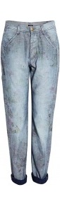 Dirty Denim High Rise Boyfriend Jeans - style: boyfriend; length: standard; pattern: plain; pocket detail: large back pockets, pockets at the sides; waist: high rise; predominant colour: mid grey; occasions: casual; fibres: cotton - 100%; jeans detail: washed/faded; jeans & bottoms detail: turn ups; texture group: denim; pattern type: fabric; pattern size: standard
