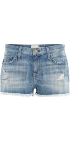 Super Loved Boyfriend Destroy Shorts Current Elliot - pattern: plain; style: shorts; waist detail: fitted waist; pocket detail: traditional 5 pocket; length: short shorts; waist: mid/regular rise; predominant colour: denim; occasions: casual, holiday; fibres: cotton - mix; hip detail: fitted at hip (bottoms); texture group: denim; fit: skinny/tight leg; pattern type: fabric; pattern size: standard; embellishment: fringing