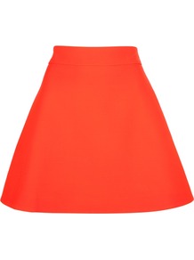 Flared Skirt - length: mid thigh; pattern: plain; fit: loose/voluminous; waist: mid/regular rise; predominant colour: bright orange; occasions: evening, occasion, holiday; style: a-line; fibres: silk - mix; trends: fluorescent, volume; pattern type: fabric; pattern size: standard; texture group: woven light midweight