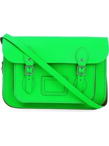 The Fluoro Satchel - predominant colour: lime; occasions: casual, work; type of pattern: standard; style: satchel; length: across body/long; size: standard; material: leather; pattern: plain; trends: fluorescent; finish: fluorescent; embellishment: buckles