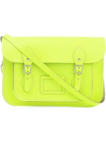 The Fluoro Satchel - predominant colour: yellow; occasions: casual, work; style: satchel; length: across body/long; size: standard; material: leather; pattern: plain; trends: fluorescent; finish: fluorescent; embellishment: buckles