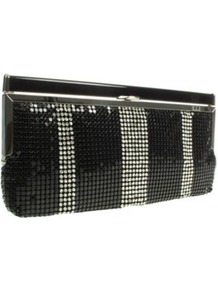 Black Sequin And Diamante Clutch Bag - predominant colour: black; occasions: evening, occasion; type of pattern: standard; style: clutch; length: hand carry; size: small; material: fabric; embellishment: sequins; pattern: striped; finish: metallic