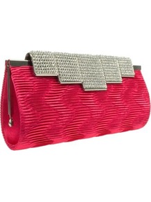 Red Diamante Clasp Clutch Bag - predominant colour: true red; occasions: evening, occasion; type of pattern: small; style: clutch; length: hand carry; size: small; material: fabric; embellishment: crystals; finish: plain; pattern: colourblock