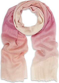 Raspberry Ombre Stripe Scarf - predominant colour: blush; occasions: casual, evening, work, holiday; type of pattern: light; style: regular; size: standard; material: knits; pattern: tie dye