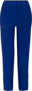 Nicole Silk Trousers - pattern: plain; waist: mid/regular rise; predominant colour: royal blue; occasions: evening, work, occasion; length: ankle length; fibres: polyester/polyamide - mix; texture group: crepes; fit: slim leg; pattern type: fabric; pattern size: standard; style: standard
