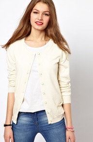 A Wear Basic Cardigan - neckline: round neck; pattern: plain; predominant colour: ivory; occasions: casual, work; length: standard; style: standard; fibres: cotton - mix; fit: standard fit; sleeve length: long sleeve; sleeve style: standard; texture group: knits/crochet; pattern type: knitted - other; pattern size: standard