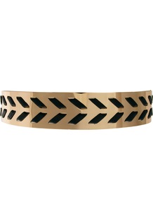 Whip Stitch Metal Waist Belt - predominant colour: gold; secondary colour: black; occasions: evening, work, occasion; type of pattern: large; style: chainlink; size: standard; worn on: waist; material: chain/metal; trends: metallics; finish: metallic; pattern: patterned/print; embellishment: chain/metal