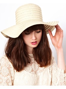 Straw Floppy Hat - predominant colour: ivory; occasions: casual, holiday; type of pattern: standard; style: wide brimmed; size: large; material: macrame/raffia/straw; pattern: plain