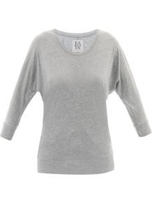 Batwing Basic T Shirt - sleeve style: dolman/batwing; pattern: plain; style: t-shirt; predominant colour: light grey; occasions: casual; length: standard; neckline: scoop; fibres: viscose/rayon - 100%; fit: loose; sleeve length: 3/4 length; pattern type: fabric; pattern size: standard; texture group: jersey - stretchy/drapey