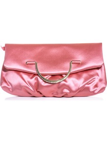 Satin Fold Over Clutch - predominant colour: pink; occasions: evening, occasion; type of pattern: standard; style: clutch; length: hand carry; size: small; material: satin; pattern: plain; finish: plain