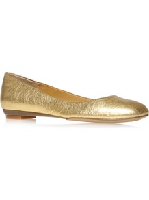 Guzzler - predominant colour: gold; occasions: casual, evening; material: leather; heel height: flat; toe: round toe; style: ballerinas / pumps; trends: metallics; finish: metallic; pattern: plain