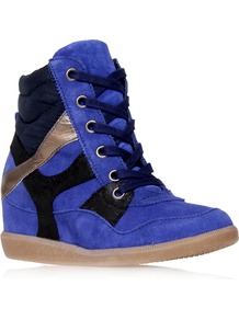 Lazer - predominant colour: royal blue; occasions: casual; material: suede; heel height: flat; toe: round toe; style: trainers; trends: sporty redux; finish: plain; pattern: plain