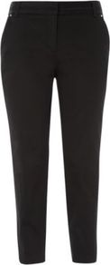 Cropped Sateen Trouser Black - pattern: plain; style: capri; waist: mid/regular rise; predominant colour: black; occasions: casual, evening, work; length: calf length; fibres: polyester/polyamide - 100%; fit: slim leg; pattern type: fabric; pattern size: standard; texture group: other - stretchy