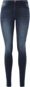 Washed Jeggings Navy - length: standard; pattern: plain; style: jeggings; pocket detail: traditional 5 pocket; waist: mid/regular rise; predominant colour: navy; occasions: casual, evening; fibres: cotton - stretch; jeans detail: whiskering, shading down centre of thigh; texture group: denim; pattern type: fabric; pattern size: standard