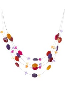 Tiered Beaded Necklae Multi - occasions: casual, evening, work, occasion; predominant colour: multicoloured; style: multistrand; length: mid; size: standard; material: chain/metal; finish: plain; embellishment: beading