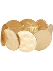 Disc Bangle Gold - predominant colour: gold; occasions: casual, evening, work, occasion, holiday; style: bangle; size: large/oversized; material: chain/metal; finish: metallic
