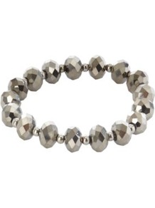 Metallic Bead Bracelet Silver - predominant colour: silver; occasions: casual, evening, work; style: bangle; size: standard; material: chain/metal; trends: metallics; finish: metallic; embellishment: beading