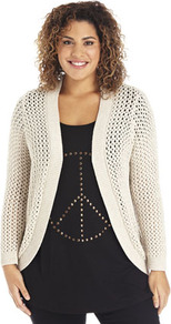 True Glitter Thread Edge To Edge Cardigan - pattern: plain; length: below the bottom; neckline: collarless open; style: open front; predominant colour: stone; occasions: casual, work; fibres: cotton - mix; fit: loose; sleeve length: long sleeve; sleeve style: standard; texture group: knits/crochet; pattern type: knitted - big stitch; pattern size: standard