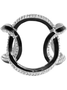 Kuala Lumpur Bracelet - predominant colour: black; occasions: evening, occasion; style: bangle; size: large/oversized; material: chain/metal; trends: metallics, modern geometrics; finish: metallic; embellishment: crystals