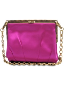 Square Satin Clutch - predominant colour: hot pink; occasions: evening, occasion; type of pattern: standard; style: clutch; length: shoulder (tucks under arm); size: small; material: satin; pattern: plain; trends: fluorescent; finish: plain