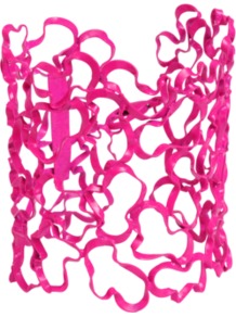 Glauce Neon Pink Cuff - predominant colour: hot pink; occasions: casual, evening, work, occasion, holiday; style: cuff; size: large/oversized; material: chain/metal; trends: fluorescent; finish: fluorescent