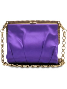 Square Satin Clutch - predominant colour: indigo; occasions: evening, occasion; type of pattern: standard; style: clutch; length: shoulder (tucks under arm); size: small; material: satin; pattern: plain; finish: plain; embellishment: chain/metal