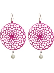 Sole Earrings - predominant colour: hot pink; occasions: evening, occasion, holiday; style: drop; length: long; size: large/oversized; material: chain/metal; fastening: pierced; trends: fluorescent; finish: fluorescent; embellishment: pearls