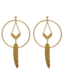 Romane Creole Earrings - predominant colour: gold; occasions: evening, occasion, holiday; style: hoop; length: long; size: large/oversized; material: chain/metal; fastening: pierced; trends: metallics; finish: metallic; embellishment: chain/metal