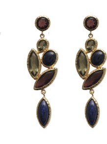 Nymph Earrings - occasions: evening, work, occasion, holiday; predominant colour: multicoloured; style: drop; length: long; size: large/oversized; material: chain/metal; fastening: pierced; trends: metallics; finish: plain; embellishment: jewels