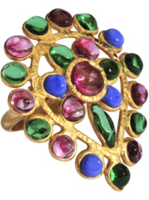 Ja?Pur Ring - occasions: evening, occasion, holiday; predominant colour: multicoloured; style: cocktail; size: large/oversized; material: chain/metal; finish: metallic; embellishment: jewels
