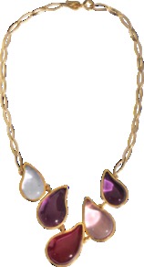 Five Drops Necklace - predominant colour: gold; occasions: evening, work, occasion; style: standard; length: long; size: standard; material: chain/metal; embellishment: jewels