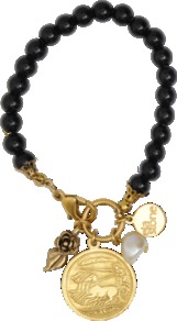 Ana Bracelet - predominant colour: black; occasions: casual, evening, work, occasion, holiday; style: charm; size: standard; material: plastic/rubber; trends: metallics; finish: plain