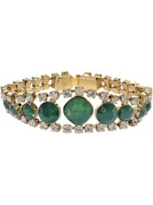 Emerald Crystal Bracelet - predominant colour: emerald green; occasions: casual, evening, work, occasion; style: bangle; size: standard; material: chain/metal; embellishment: jewels