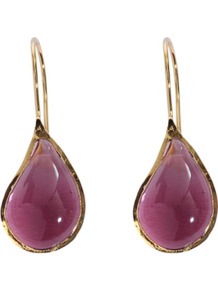 Drop Earrings - predominant colour: purple; occasions: evening, work, occasion; style: drop; length: mid; size: standard; material: chain/metal; fastening: pierced; trends: metallics; finish: plain; embellishment: jewels