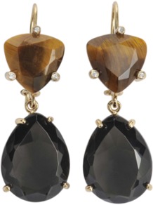 Golden Earrings - predominant colour: gold; occasions: casual, evening, work, occasion, holiday; style: drop; length: mid; size: standard; material: chain/metal; fastening: pierced; finish: plain; embellishment: jewels