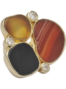 Ring In Gold With Druzy Stones - predominant colour: terracotta; occasions: casual, evening, occasion, holiday; style: cocktail; size: large/oversized; material: chain/metal; finish: plain; embellishment: jewels