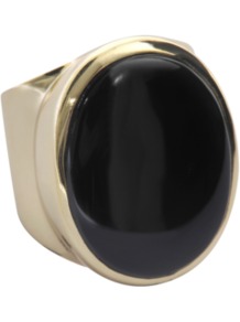 Oval Ring In Gold With Druzy Stone - predominant colour: black; occasions: casual, evening, work, occasion; style: cocktail; size: large/oversized; material: chain/metal; finish: metallic; embellishment: jewels