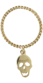 Skull Ring In Gold - predominant colour: gold; occasions: casual, evening, work, occasion; style: band; size: standard; material: chain/metal; finish: metallic; embellishment: chain/metal