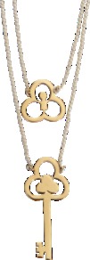 Flower And Key Necklace - predominant colour: gold; occasions: casual, evening, work, occasion; style: multistrand; length: mid; size: standard; material: chain/metal; trends: metallics; finish: plain; embellishment: chain/metal