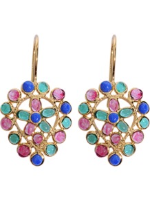 Ja?Pur Earrings - occasions: casual, evening, work, occasion; predominant colour: multicoloured; style: drop; length: mid; size: standard; material: chain/metal; fastening: pierced; finish: plain; embellishment: jewels