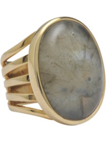 Golden Ring With Amethyst - predominant colour: gold; occasions: casual, evening, work, occasion, holiday; style: cocktail; size: large/oversized; material: chain/metal; finish: metallic; embellishment: jewels