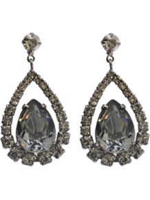 Crystal Drops Earrings - predominant colour: silver; occasions: evening, occasion; style: drop; length: mid; size: standard; material: chain/metal; fastening: pierced; finish: plain; embellishment: crystals